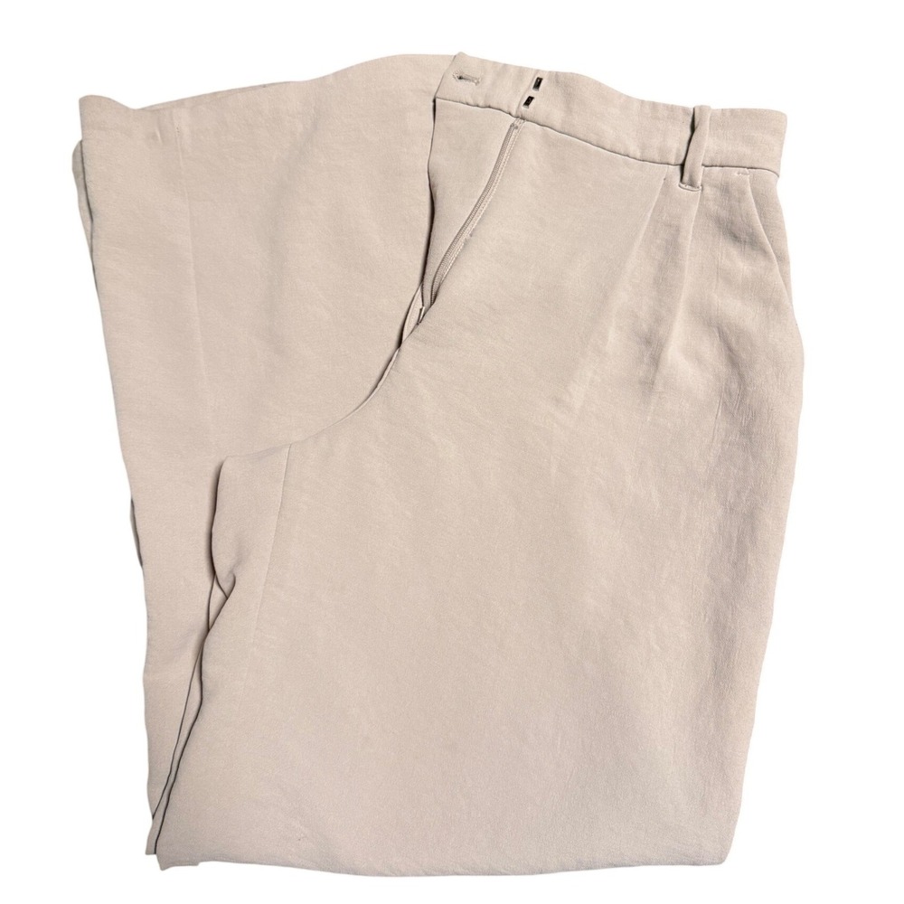 Abercrombie & Fitch Womens Beige High Rise Pleated Wide Leg Trousers Size 10